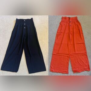 SET OF TWO SHEIN High Waist Button Detail Wide Leg Pants - New! Size Small